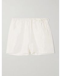 Skin - Tina Tie-Detailed Crinkled Silk-Habotai Pajama Shorts - Lyst