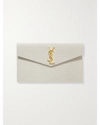 Saint Laurent - Uptown Croc-Effect Leather Pouch - Lyst