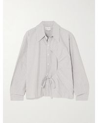 Deiji Studios - Arch Tie-Detailed Paneled Striped Organic Cotton-Poplin Shirt - Lyst