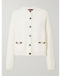 Gucci - Horsebit-Embellished Leather-Trimmed Wool And Cashmere-Blend Cardigan - Lyst