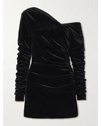 SIR. - Ettore Off-The-Shoulder Draped Stretch-Velvet Mini Dress - Lyst