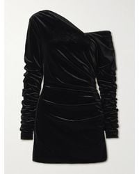 SIR. - Ettore Off-The-Shoulder Draped Stretch-Velvet Mini Dress - Lyst