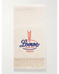 Loewe - Logo-Embroidered Fringed Alpaca And Wool-Blend Scarf - Lyst