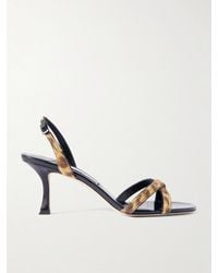 Jimmy Choo - Elsy 70 Leopard-Print Calf Hair Slingback Sandals - Lyst