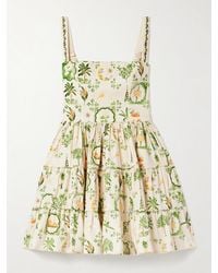 Agua Bendita - Lima Tiered Printed Cotton-Blend Mini Dress - Lyst