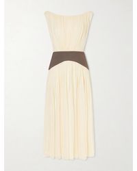 Abadia - Siena Off-The-Shoulder Twill-Trimmed Silk-Crepon Maxi Dress - Lyst