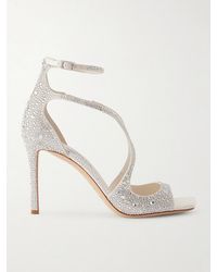 Jimmy Choo - Azia 95 Crystal-Embellished Satin Sandals - Lyst