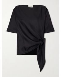 Loulou de Saison - Mano Knotted Silk-Twill Blouse - Lyst