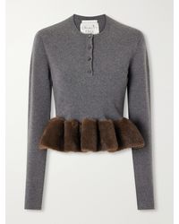 Stella McCartney - Shearling-Trim Wool-Blend Cardigan - Lyst