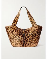 Saint Laurent - Le 5 À 7 Bea Leopard-Print Calf Hair Tote - Lyst