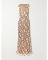 Self-Portrait - Sequin-Embellished Mesh Maxi Dress - Lyst