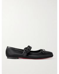 Christian Louboutin - Mamastrapitina Mary-Jane-Ballerinas Aus Glänzendem Crêpe Mit Lederbesätzen - Lyst