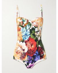 Dolce & Gabbana - Cutout Floral-Print Underwired Swimsuit - Lyst