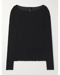 Skims - Long Sleeve Boatneck Top – Onyx – Oberteil - Lyst