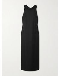 Loulou de Saison - Susan Tie-Detailed Draped Silk-Twill Midi Dress - Lyst