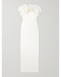 Alessandra Rich - Strapless Appliquéd Ruffled Silk Organza-Trimmed Cady Gown - Lyst