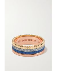 Boucheron Quatre Blue Edition Small 18-karat Yellow, White And Rose Gold, Ceramic And Diamond Ring - Metallic