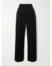 Saint Laurent - Hose Mit Geradem Bein Aus Grain De Poudre Aus Wolle Mit Falten - Lyst