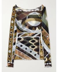 PUCCI - Printed Stretch-Tulle Top - Lyst
