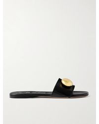Loewe - Pebble Embellished Leather Slides - Lyst
