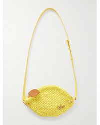 Chloé - Tropicus Embellished Leather-Trimmed Woven Shoulder Bag - Lyst