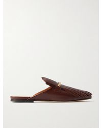 Tod's - Embellished Fringed Leather Slippers - Lyst