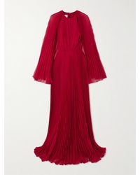 Giambattista Valli - Robe Aus Plissiertem Seiden-Georgette Mit Cape-Effekt - Lyst