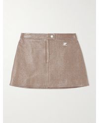 Courreges - Mini-Jupe En Coton Mélangé Enduit À Carreaux Et À Appliqué Reedition - Lyst
