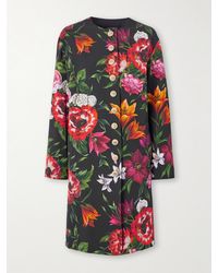 Dolce & Gabbana - Mantel Aus Crêpe Mit Blumenprint - Lyst