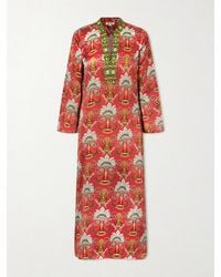 Emporio Sirenuse - Jenna Printed Silk Midi Dress - Lyst