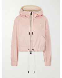 Moncler - Appliquéd Canvas-Trimmed Linen And Cotton-Blend Zip-Up Hoodie - Lyst