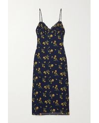 Reformation Fawn Midikleid Aus Crêpe Mit Blumenprint - Blau