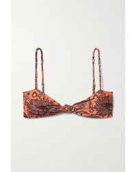 Johanna Ortiz + Net Sustain Tarde De Febrero Knotted Printed Recycled Bikini Top - Orange