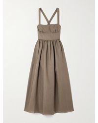 Matteau - Linen And Cotton-Blend Midi Dress - Lyst