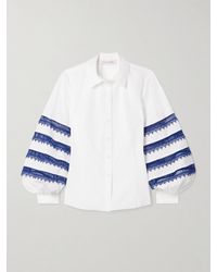 Carolina Herrera - Guipure Lace-Trimmed Cotton-Blend Poplin Shirt - Lyst