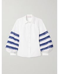 Carolina Herrera - Hemd Aus Popeline Aus Einer Baumwollmischung Mit Besätzen Aus Guipure-Spitze - Lyst