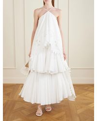 Jacquemus Embroidered Silk-Blend Mousseline Maxi Dress in White | Lyst