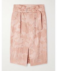 Dries Van Noten - Jupe En Jacquard De Lin Mélangé À Plis Et À Ceinture - Lyst