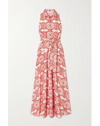 Borgo De Nor Paloma Belted Broderie Anglaise Cotton-blend Maxi Dress - Red