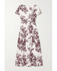 Erdem Fraser Belted Floral-print Cotton-poplin Dress - White