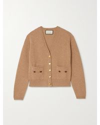 Gucci - Cardigan Aus Kaschmir Mit Lederbesätzen Und Horsebit-detail - Lyst