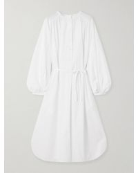 Loulou de Saison - Vitti Oversized Belted Cotton-Poplin Midi Dress - Lyst