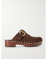 Chloé - Jeannette Embellished Suede Clogs - Lyst