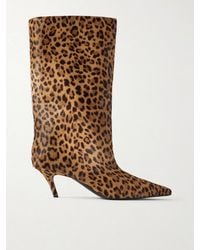 AMINA MUADDI - Fiona 60 Leopard-Print Calf Hair Knee Boots - Lyst