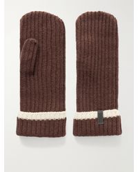 Brunello Cucinelli - Bead-Embellished Striped Ribbed Cashmere Mittens - Lyst