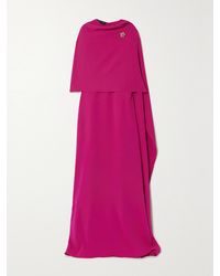 Oscar de la Renta - Cape-Effect Embellished Silk-Blend Gown - Lyst