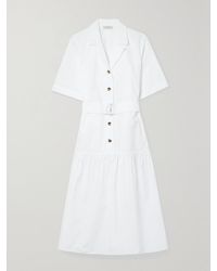 Lafayette 148 New York - Orion Belted Tiered Cotton-poplin Midi Shirt Dress - Lyst