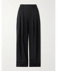 Victoria Beckham - Cinch Pleated Twill Wide-Leg Pants - Lyst