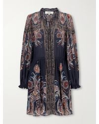 Sea - Hyacinth Gathered Paisley-Print Crepe Mini Dress - Lyst