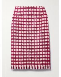 Oscar de la Renta - Frayed Checked Metallic Wool-Blend Tweed Skirt - Lyst